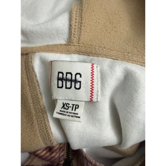 BDG by Urban Outfitters Hunter Patchwork Fleece Zip Up Hoodie Sweatshirt in Blan - Picture 8 of 8